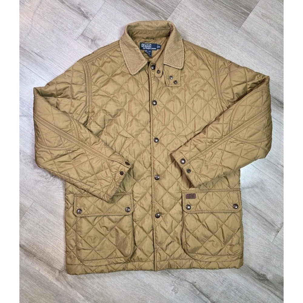 Vintage Polo Ralph Lauren Jacket Mens‎ Medium Diamond Quilted Utility Barn Snap